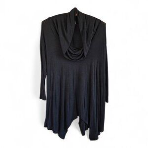 Attard State Womens Small Black Shark Bite Hem Knit Tunic Sweater Cowl Neck Long